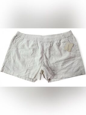 Universal Thread White Elastic Waist Linen-Blend Women's Shorts